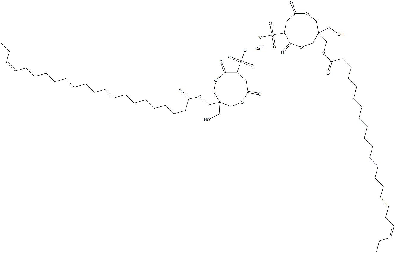 Bis[1-[[[(Z)-1-oxo-19-docosen-1-yl]oxy]methyl]-1-(hydroxymethyl)-4,7-dioxo-3,8-dioxacyclononane-6-sulfonic acid]calcium salt Struktur