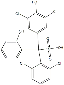 (2,6-Dichlorophenyl)(3,5-dichloro-4-hydroxyphenyl)(2-hydroxyphenyl)methanesulfonic acid Struktur