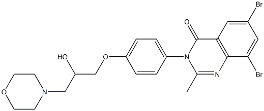 6,8-Dibromo-3-[4-[2-hydroxy-3-morpholinopropoxy]phenyl]-2-methylquinazolin-4(3H)-one Struktur