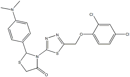 3,5-Dihydro-3-[5-[(2,4-dichlorophenoxy)methyl]-1,3,4-thiadiazol-2-yl]-2-[4-(dimethylamino)phenyl]thiazol-4(2H)-one Struktur