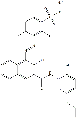 2-Chloro-4-methyl-3-[[3-[[(2-chloro-5-ethoxyphenyl)amino]carbonyl]-2-hydroxy-1-naphtyl]azo]benzenesulfonic acid sodium salt Struktur