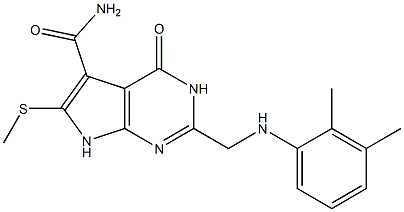 2-[(o,m-Dimethylphenylamino)methyl]-6-(methylthio)-4-oxo-3,4-dihydro-7H-pyrrolo[2,3-d]pyrimidine-5-carboxamide Struktur