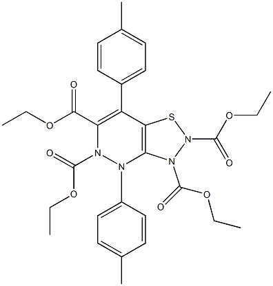 4,7-Bis(p-methylphenyl)-1-thia-2,3,4,5-tetraazahydrindane-2,3,5,6-tetracarboxylic acid tetraethyl ester Struktur