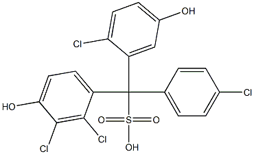 (4-Chlorophenyl)(2-chloro-5-hydroxyphenyl)(2,3-dichloro-4-hydroxyphenyl)methanesulfonic acid Struktur