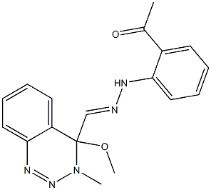 3,4-Dihydro-3-methyl-4-methoxy-4-[[2-(2-acetylphenyl)hydrazono]methyl]-1,2,3-benzotriazine Struktur