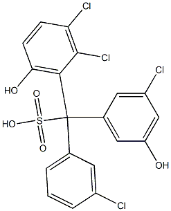 (3-Chlorophenyl)(3-chloro-5-hydroxyphenyl)(2,3-dichloro-6-hydroxyphenyl)methanesulfonic acid Struktur