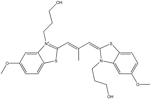 3-(3-Hydroxypropyl)-2-[3-[3-(3-hydroxypropyl)-5-methoxybenzothiazol-2(3H)-ylidene]-2-methyl-1-propenyl]-5-methoxybenzothiazol-3-ium Struktur