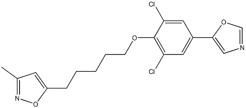 3-Methyl-5-[5-[2,6-dichloro-4-(5-oxazolyl)phenoxy]pentyl]isoxazole Struktur