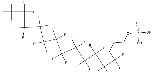 Phosphoric acid hydrogen (4,4,5,5,6,6,7,7,8,8,9,9,10,10,11,11,12,12,13,13,14,14,15,15,15-pentacosafluoropentadecan-1-yl) ester Struktur