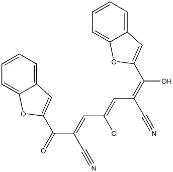 1,7-Di(benzofuran-2-yl)-4-chloro-2,6-dicyano-1-hydroxy-1,3,5-heptatrien-7-one Struktur