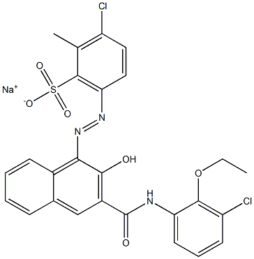 3-Chloro-2-methyl-6-[[3-[[(3-chloro-2-ethoxyphenyl)amino]carbonyl]-2-hydroxy-1-naphtyl]azo]benzenesulfonic acid sodium salt Struktur