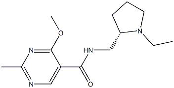 (-)-N-[[(2S)-1-Ethyl-2-pyrrolidinyl]methyl]-4-methoxy-2-methyl-5-pyrimidinecarboxamide Struktur