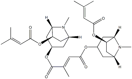 (E)-2-Methyl-2-butenedioic acid bis[(1R,3R,5S,6R)-8-methyl-6-[(3-methyl-1-oxo-2-butenyl)oxy]-8-azabicyclo[3.2.1]octan-3-yl] ester Struktur