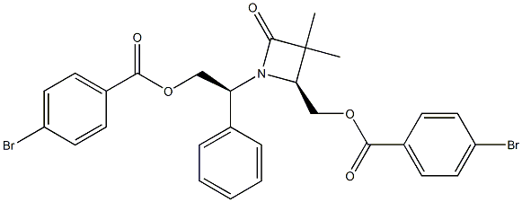 (4S)-3,3-Dimethyl-4-(4-bromobenzoyloxymethyl)-1-[(S)-1-phenyl-2-(4-bromobenzoyloxy)ethyl]azetidin-2-one Struktur