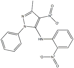 1-Phenyl-3-methyl-4-nitro-5-[(2-nitrophenyl)amino]-1H-pyrazole Struktur