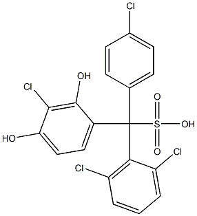 (4-Chlorophenyl)(2,6-dichlorophenyl)(3-chloro-2,4-dihydroxyphenyl)methanesulfonic acid Struktur