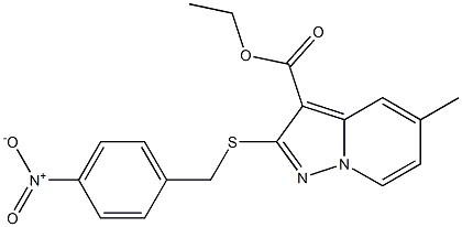 2-[[(4-Nitrophenyl)methyl]thio]-5-methylpyrazolo[1,5-a]pyridine-3-carboxylic acid ethyl ester Struktur