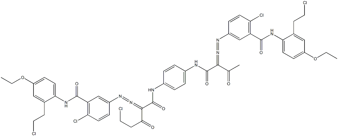 3,3'-[2-(Chloromethyl)-1,4-phenylenebis[iminocarbonyl(acetylmethylene)azo]]bis[N-[2-(2-chloroethyl)-4-ethoxyphenyl]-6-chlorobenzamide] Struktur