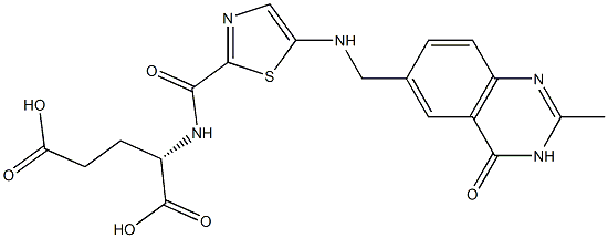 (2S)-2-[5-[N-[[(3,4-Dihydro-2-methyl-4-oxoquinazolin)-6-yl]methyl]amino]-2-thiazolylcarbonylamino]glutaric acid Struktur