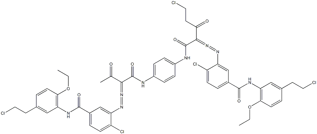 3,3'-[2-(Chloromethyl)-1,4-phenylenebis[iminocarbonyl(acetylmethylene)azo]]bis[N-[3-(2-chloroethyl)-6-ethoxyphenyl]-4-chlorobenzamide] Struktur