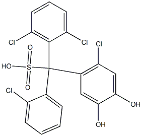 (2-Chlorophenyl)(2,6-dichlorophenyl)(6-chloro-3,4-dihydroxyphenyl)methanesulfonic acid Struktur