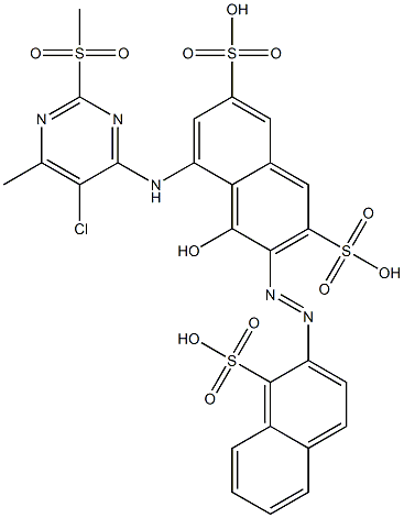 5-[[5-Chloro-6-methyl-2-(methylsulfonyl)-4-pyrimidinyl]amino]-4-hydroxy-3-[(1-sulfo-2-naphthalenyl)azo]-2,7-naphthalenedisulfonic acid Struktur