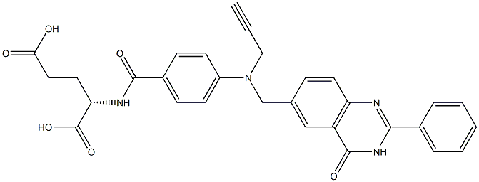 (2S)-2-[4-[N-[(3,4-Dihydro-2-phenyl-4-oxoquinazolin)-6-ylmethyl]-N-(2-propynyl)amino]benzoylamino]glutaric acid Struktur