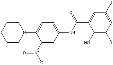 2-Hydroxy-3,5-diiodo-N-[4-piperidino-3-nitrophenyl]benzamide Struktur