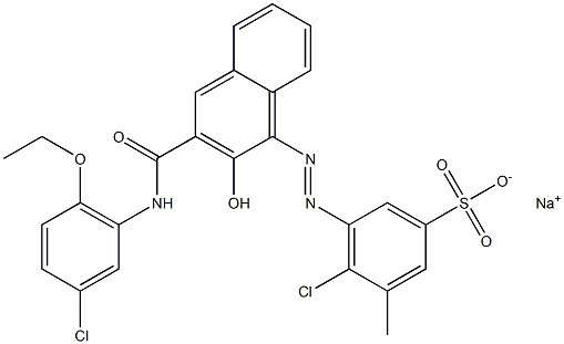 4-Chloro-3-methyl-5-[[3-[[(3-chloro-6-ethoxyphenyl)amino]carbonyl]-2-hydroxy-1-naphtyl]azo]benzenesulfonic acid sodium salt Struktur