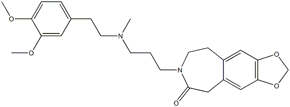 4,5-Dihydro-7,8-methylenedioxy-3-[3-[N-methyl-2-(3,4-dimethoxyphenyl)ethylamino]propyl]-1H-3-benzazepin-2(3H)-one Struktur