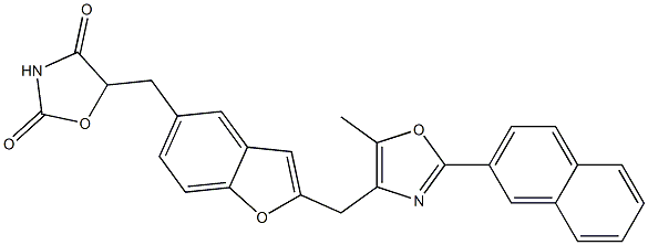 5-[[2-[[5-Methyl-2-(2-naphthalenyl)-4-oxazolyl]methyl]benzofuran-5-yl]methyl]oxazolidine-2,4-dione Struktur