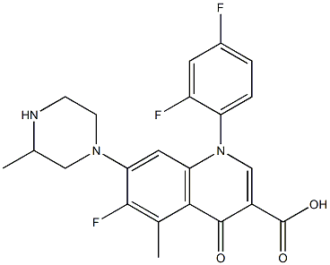 1-(2,4-Difluorophenyl)-6-fluoro-1,4-dihydro-5-methyl-4-oxo-7-(3-methyl-1-piperazinyl)quinoline-3-carboxylic acid Struktur