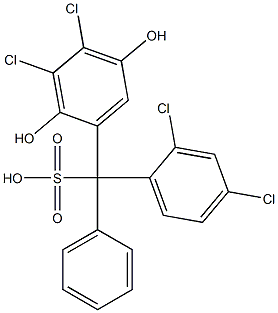 (2,4-Dichlorophenyl)(3,4-dichloro-2,5-dihydroxyphenyl)phenylmethanesulfonic acid Struktur