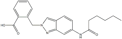 2-(6-Hexanoylamino-2H-indazol-2-ylmethyl)benzoic acid Struktur