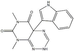 6,8-Dimethyl-2,4a-dihydro-4a-(1H-indol-3-yl)pyrimido[5,4-e]-1,2,4-triazine-5,7(6H,8H)-dione Struktur