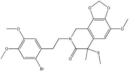 8,9-Dihydro-8-[2-(2-bromo-4,5-dimethoxyphenyl)ethyl]-4-methoxy-6-methyl-6-(methylthio)-1,3-dioxolo[4,5-h]isoquinolin-7(6H)-one Struktur