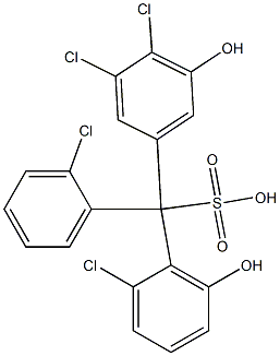 (2-Chlorophenyl)(2-chloro-6-hydroxyphenyl)(3,4-dichloro-5-hydroxyphenyl)methanesulfonic acid Struktur