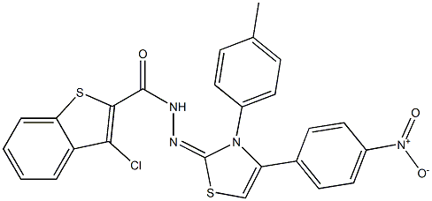 3-Chloro-N'-[(3-(4-methylphenyl)-4-(4-nitrophenyl)-2,3-dihydrothiazol)-2-ylidene]benzo[b]thiophene-2-carbohydrazide Struktur