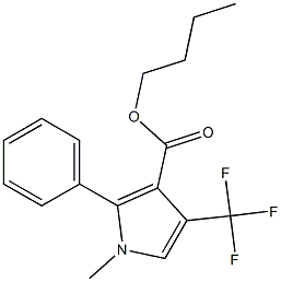 1-Methyl-2-phenyl-4-trifluoromethyl-1H-pyrrole-3-carboxylic acid butyl ester Struktur