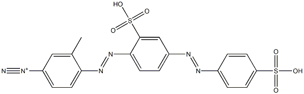 4-[4-(4-Sulfophenylazo)-2-sulfophenylazo]-3-methyl-1-benzenediazonium Struktur