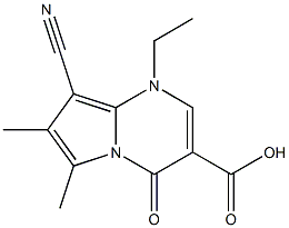 1-Ethyl-4-oxo-6-methyl-7-methyl-8-cyano-1,4-dihydropyrrolo[1,2-a]pyrimidine-3-carboxylic acid Struktur