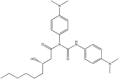 (+)-N,N'-Bis(p-dimethylaminophenyl)-N-[(S)-3-hydroxynonanoyl]urea Struktur