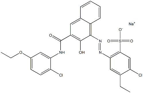 3-Chloro-4-ethyl-6-[[3-[[(2-chloro-5-ethoxyphenyl)amino]carbonyl]-2-hydroxy-1-naphtyl]azo]benzenesulfonic acid sodium salt Struktur