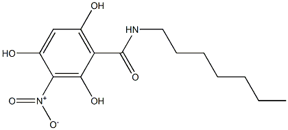 2,4,6-Trihydroxy-3-nitro-N-heptylbenzamide Struktur