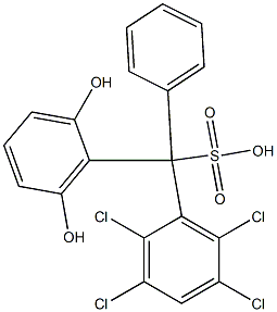 (2,3,5,6-Tetrachlorophenyl)(2,6-dihydroxyphenyl)phenylmethanesulfonic acid Struktur