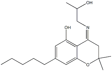 3,4-Dihydro-2,2-dimethyl-4-[2-hydroxypropylimino]-7-pentyl-2H-1-benzopyran-5-ol Struktur