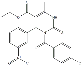 1,2,3,4-Tetrahydro-6-methyl-4-(3-nitrophenyl)-3-(4-methoxybenzoyl)-2-thioxopyrimidine-5-carboxylic acid ethyl ester Struktur