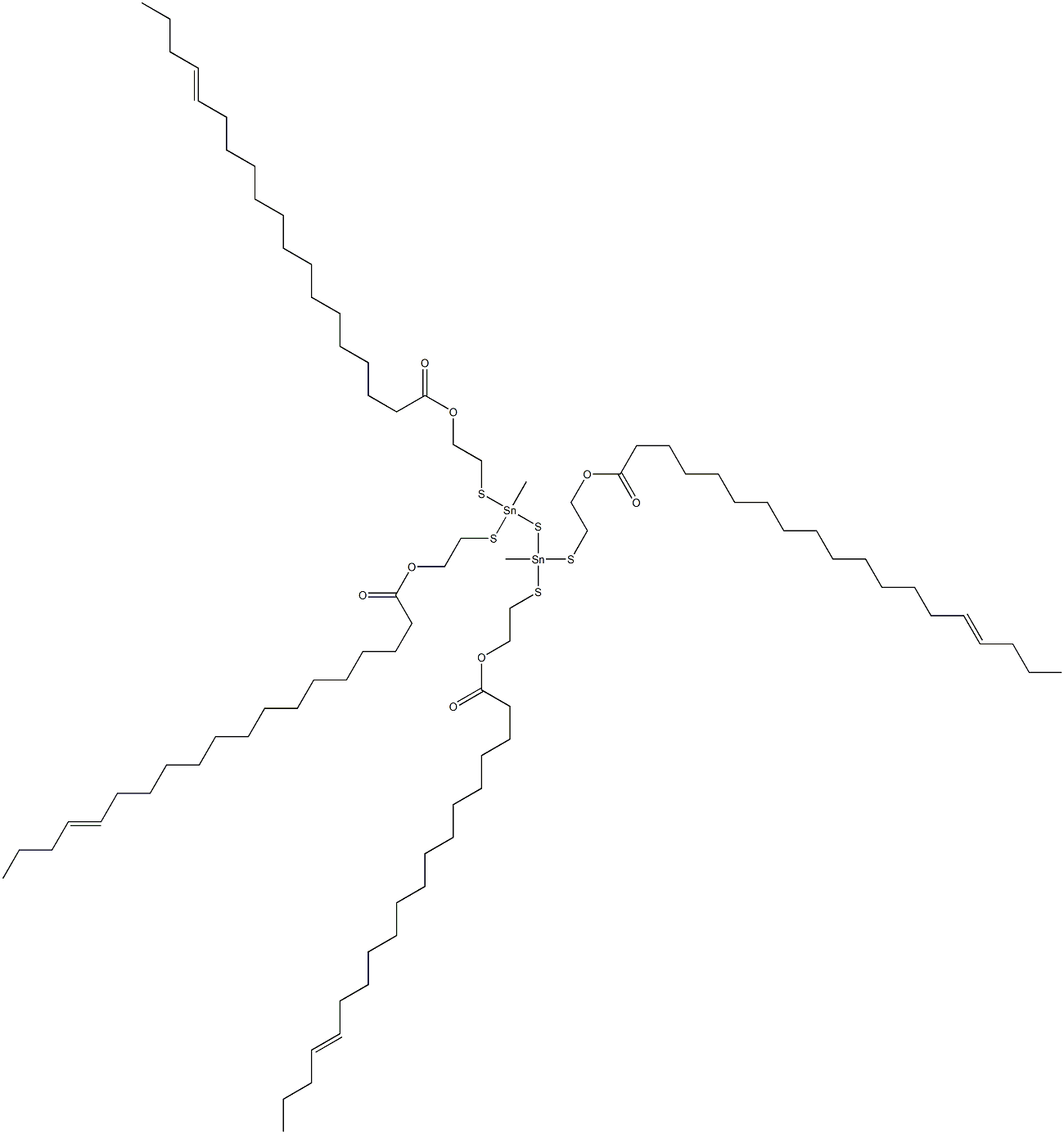 Bis[methylbis[[2-(14-octadecenylcarbonyloxy)ethyl]thio]stannyl] sulfide Struktur