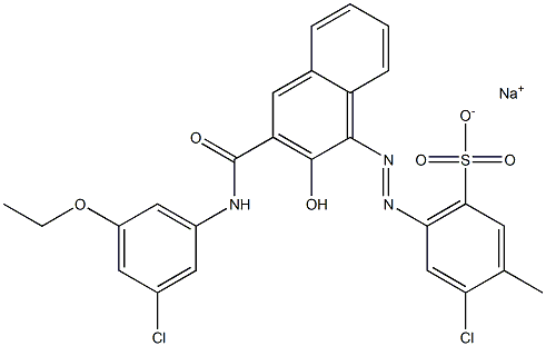 4-Chloro-3-methyl-6-[[3-[[(3-chloro-5-ethoxyphenyl)amino]carbonyl]-2-hydroxy-1-naphtyl]azo]benzenesulfonic acid sodium salt Struktur