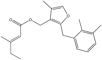 4-Methyl-2-(2,3-dimethylbenzyl)-3-[[[(E)-3-methyl-2-pentenoyl]oxy]methyl]furan Struktur